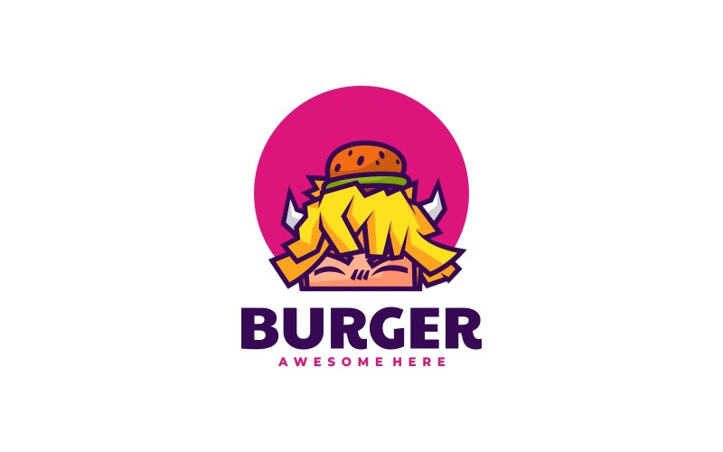 Logotipo de desenho animado de mascote Burger Boy