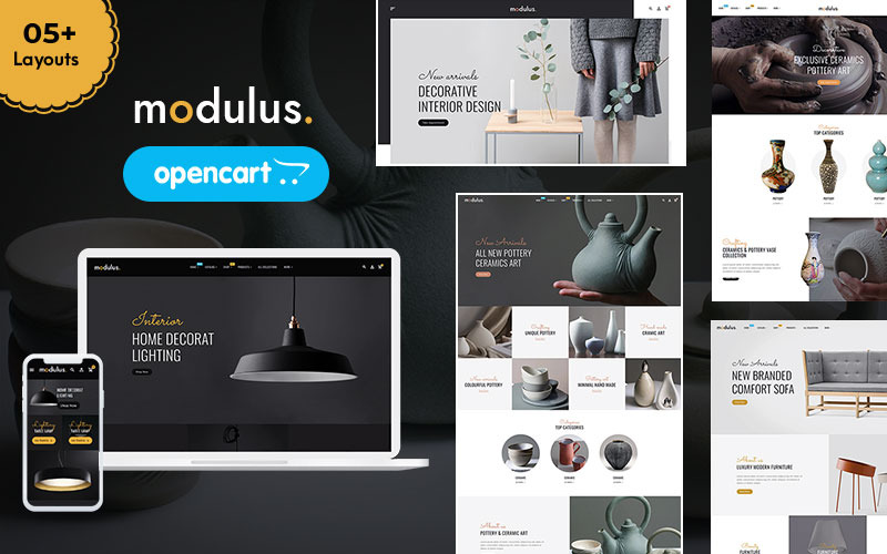 Modulo: tema e-commerce OpenCart per decorazioni per la casa e mobili