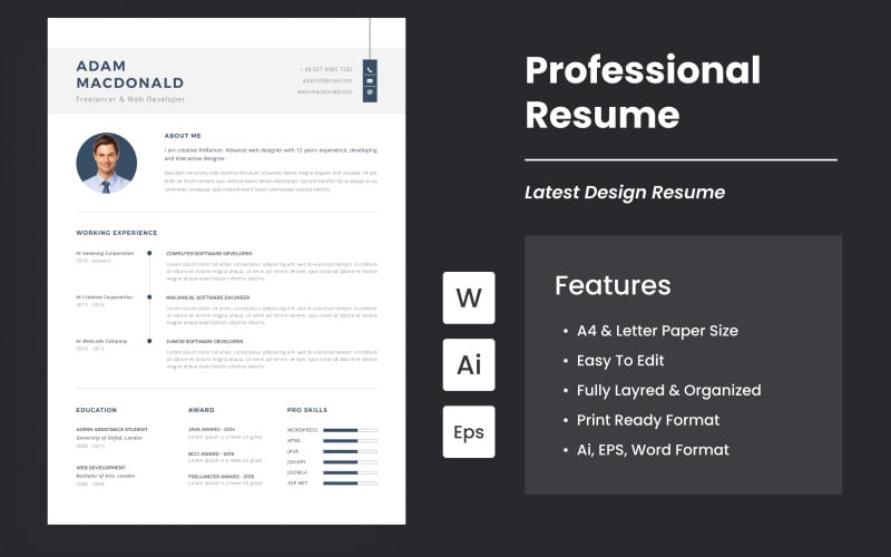 Dernier CV professionnel et CV