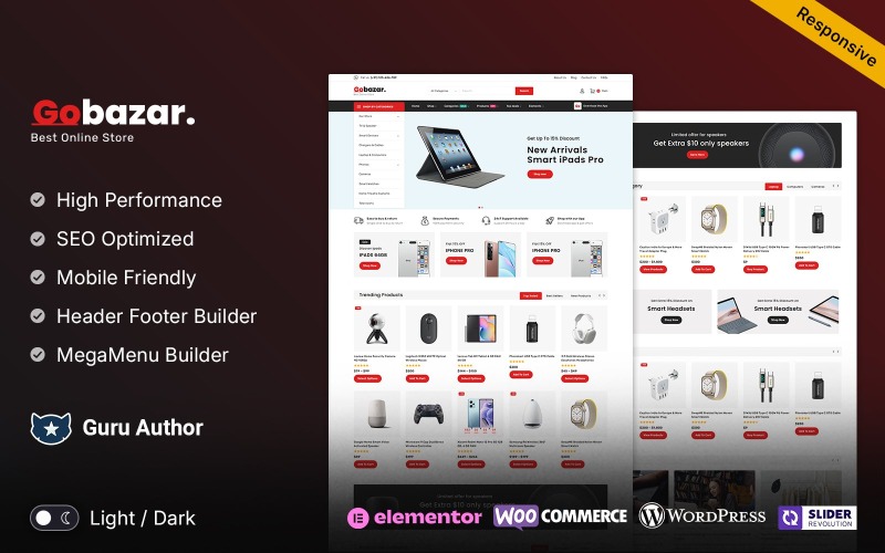 Gobazar – Loja Eletrônica Elementor WooCommerce