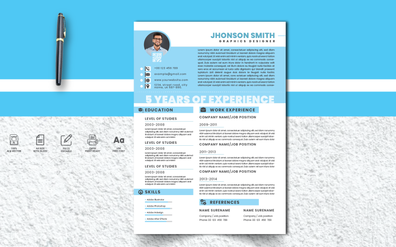 Jhonson 图形设计师专业简历模板