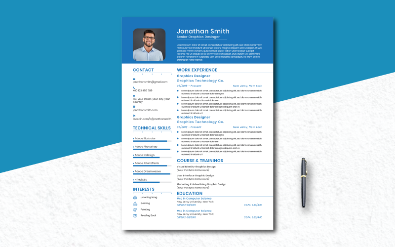 Szablon CV Jonathan Smith Projektant graficzny