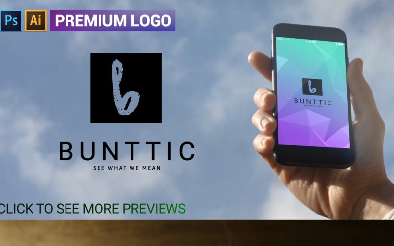 BUNTTIC Premium B bokstavslogotypmall