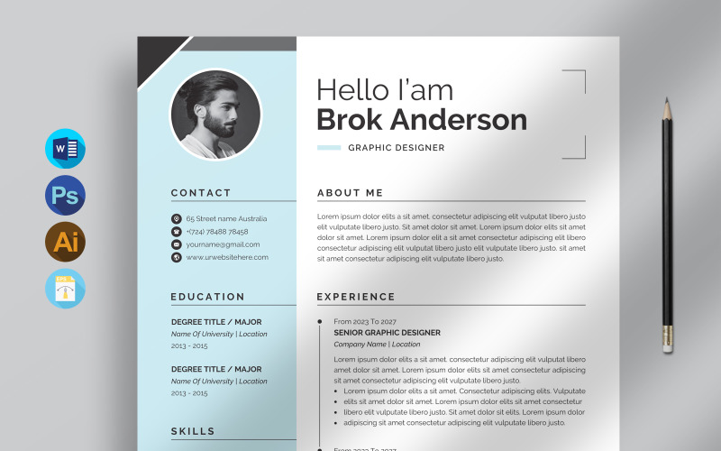 Czysty i elegancki szablon CV/CV