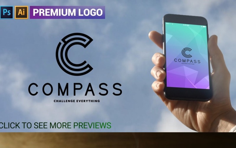 Modelo de Logotipo de Letra C Premium COMPASS