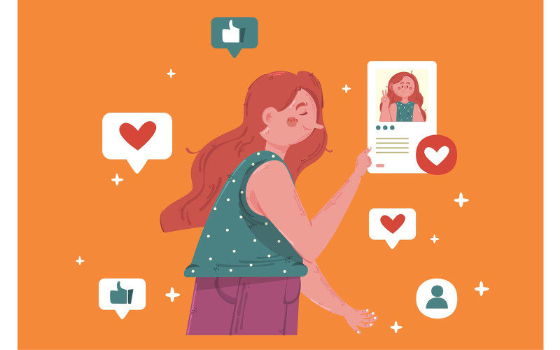 Persoon verslaafd aan sociale media concept illustratie