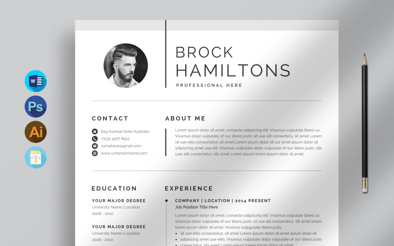 Profesionální a čistý Brock Resume/Cv Template