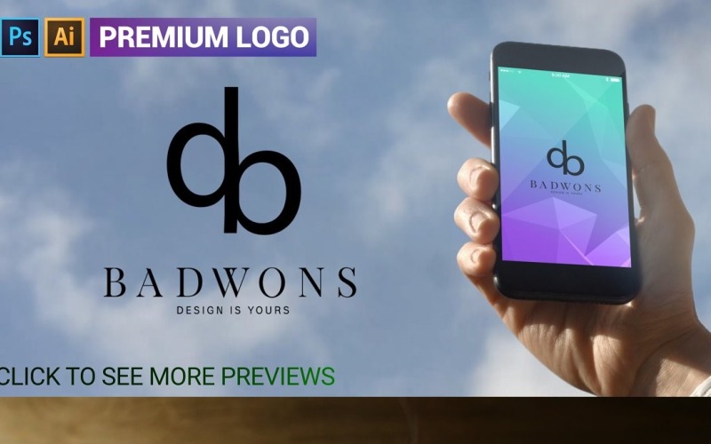 Шаблон логотипу BADWONS Premium B Letter