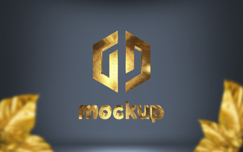 Złote logo makieta z realistycznymi efektami cieni
