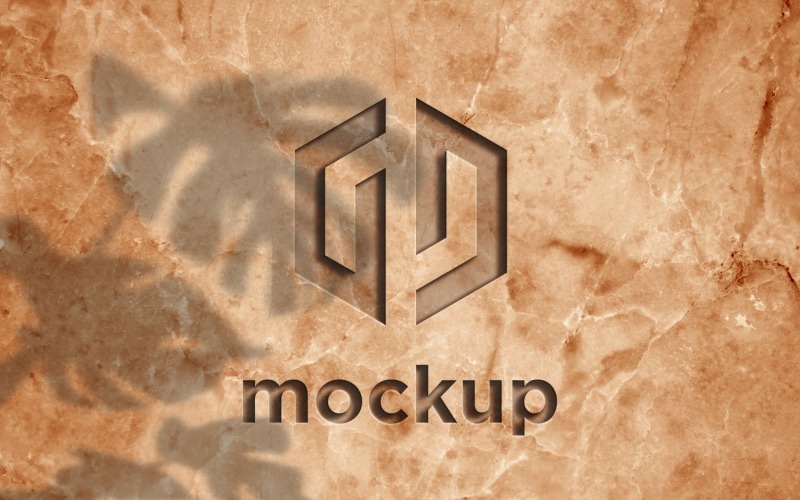 Marmor graviertes Logo Mockup mit realistischem Sonnenlichteffekt