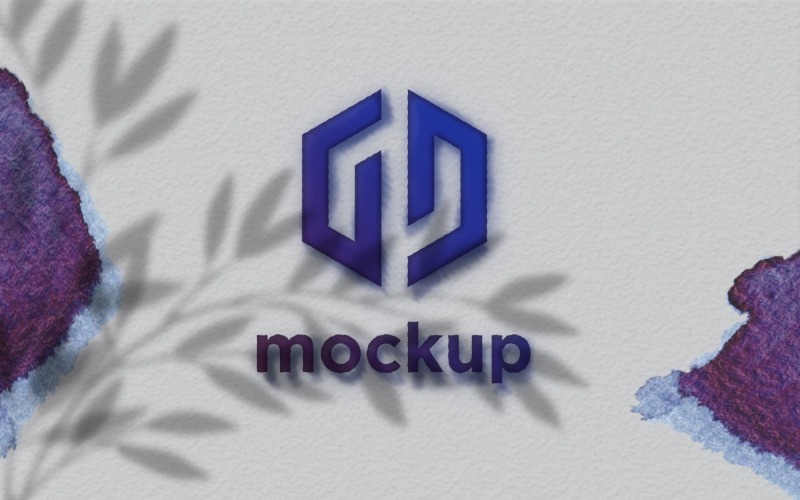 Mockup logo inchiostro con ombra di foglie