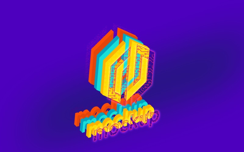 Mockup logo tecnico con effetti ombra realistici