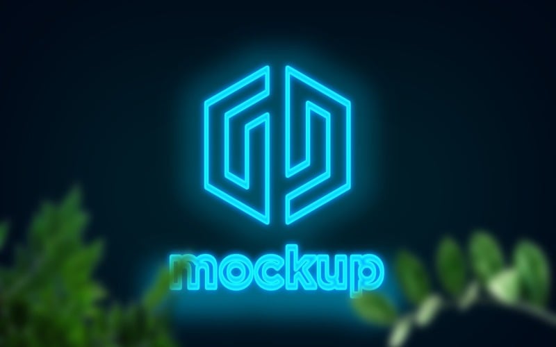 Yeşil yaprakların arkasında Glow Logo Mockup