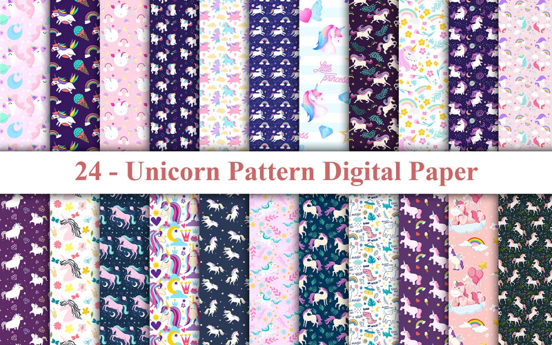 Einhorn-Muster-Digital-Papier, Einhorn-Muster, Einhorn-Hintergrund