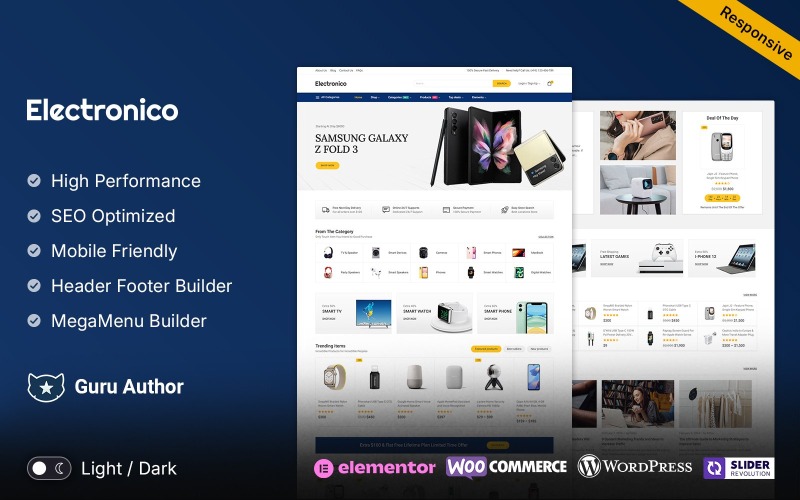 Electronico - Electronique et Mega Shop polyvalent Elementor Woocommerce Store