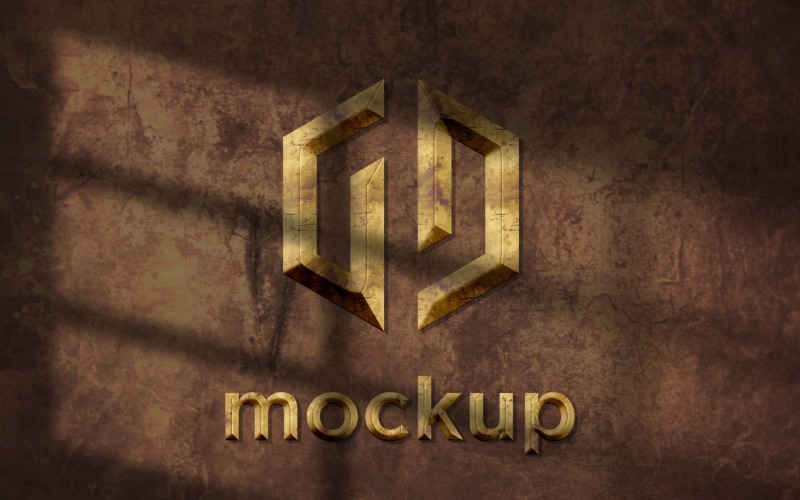 Messing logo mockup met raamschaduweffecten