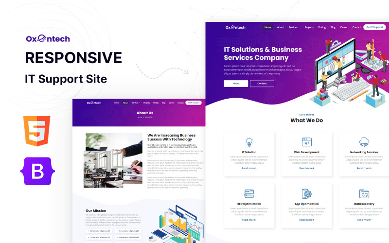 Oxentech - Modello di sito Web HTML5 per agenzia di progettazione e sviluppo Web