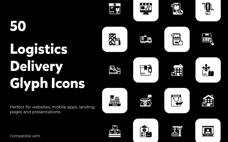 Logistiek levering Solid Icons Pack