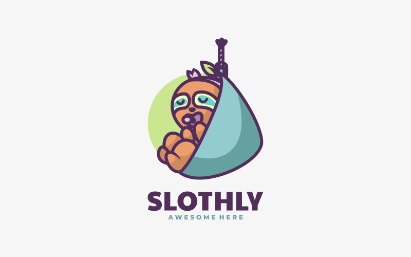 Luiaard eenvoudige mascotte logo-stijl