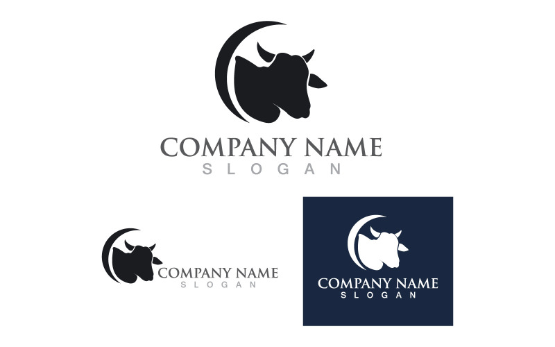 Modèle de tête de vache Logo Vector V5