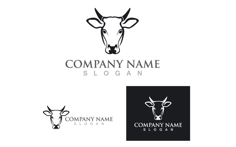 Modèle de tête de vache Logo Vector V6