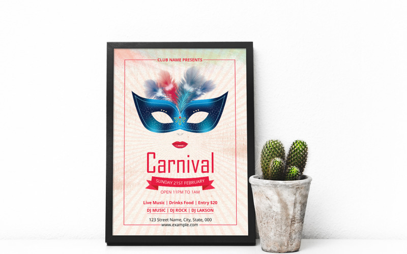 Karneval Party Einladung Flyer Unternehmensidentität Vorlage