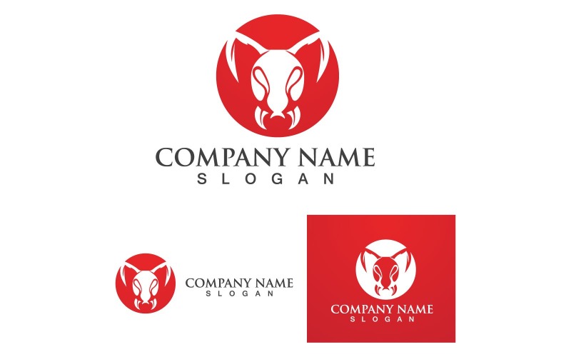 Logotipo e símbolo de cabeça de formiga Vetor EPS V22