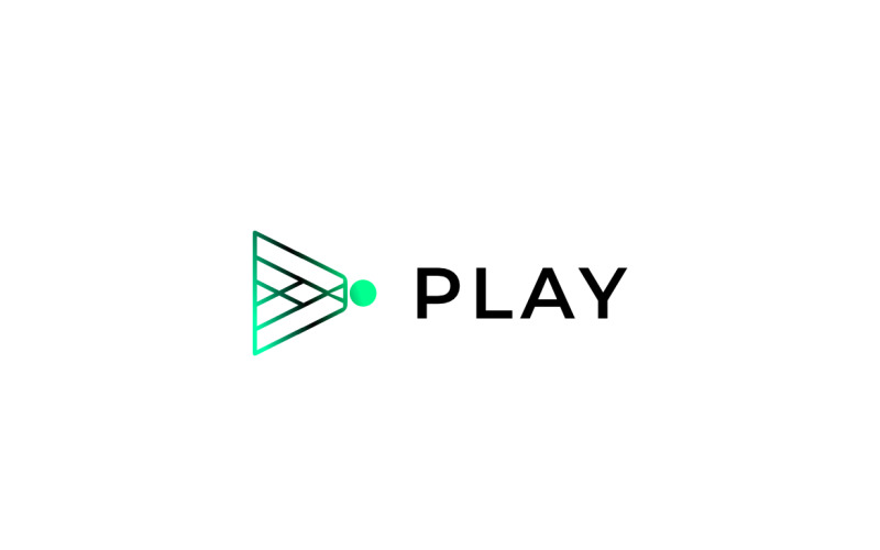 Logotipo do botão de gradiente de reprodução verde