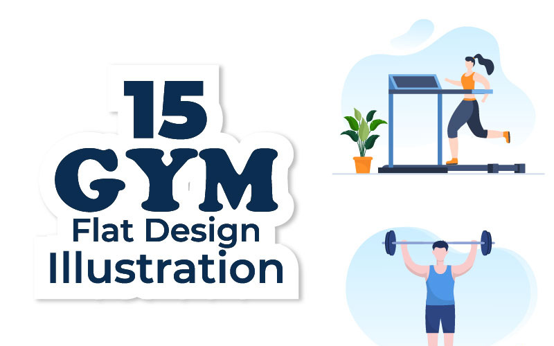 15 Trainings-Fitnessstudio-flache Designillustration