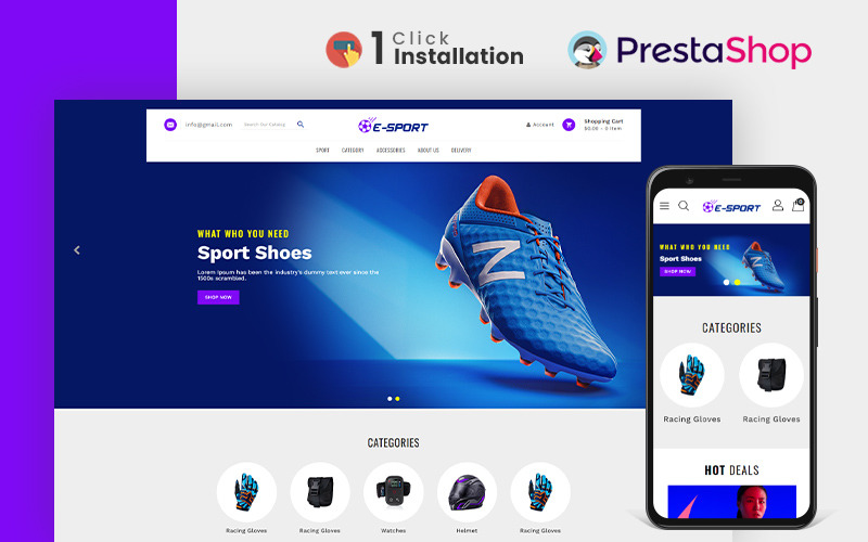 Esport Sports Store Prestashop Teması