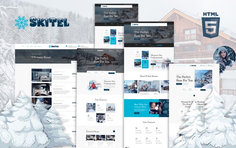 Modèle HTML5 pour hôtel de ski et de snowboard Skitel