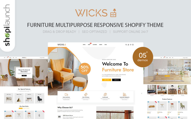 Wicks - 家具多用途响应式 Shopify 主题