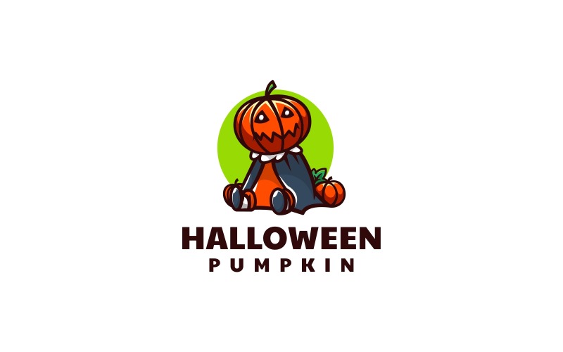 Logo de dessin animé de citrouille d'Halloween