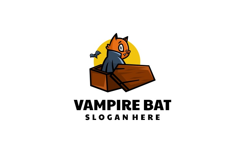 Logotipo de desenho animado de mascote de morcego-vampiro