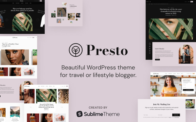 Presto-thema Een volledig responsieve vrouwelijke WordPress-thema's en -sjablonen