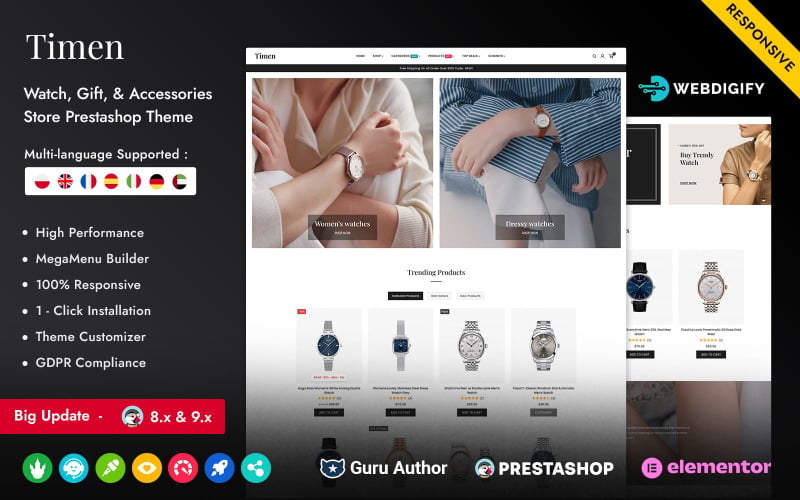 Timen - Watch Store Prestashop Elementor Responsive Multipurpose Theme