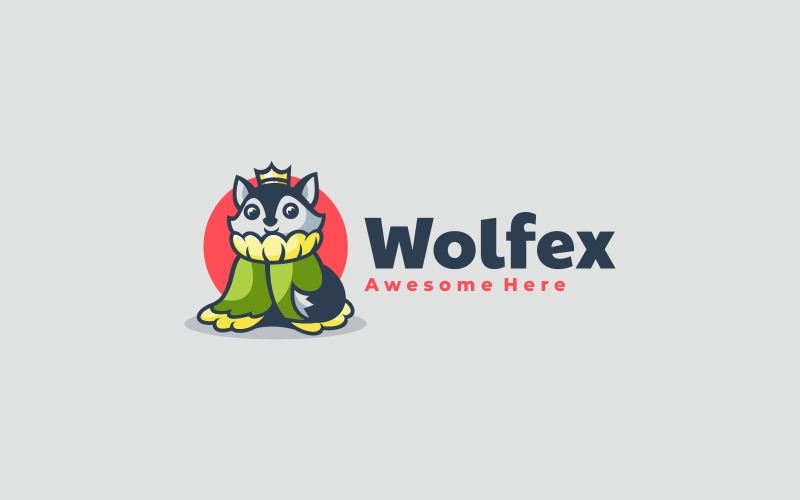 loup, mascotte, dessin animé, logo, style