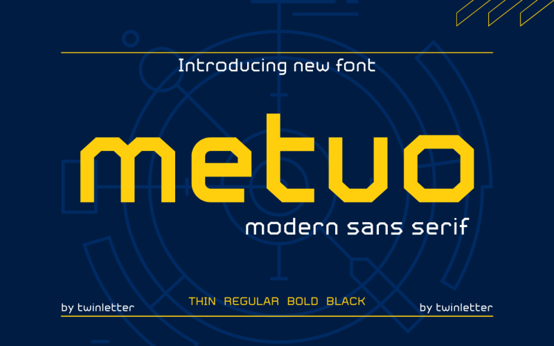 Metuo is een modern lettertype dat beschikbaar is in vier gewichten