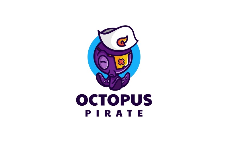 Tintenfisch-Piraten-Cartoon-Logo