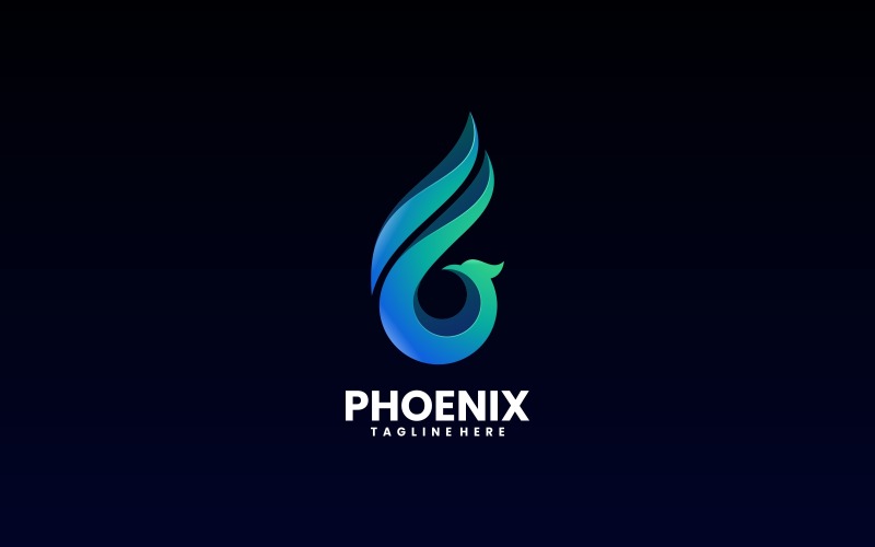 Vector Phoenix Bird Design de logotipo gradiente