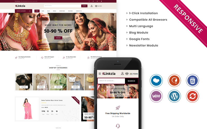 Linkzia - La tienda responsiva de Woocommerce para mujeres