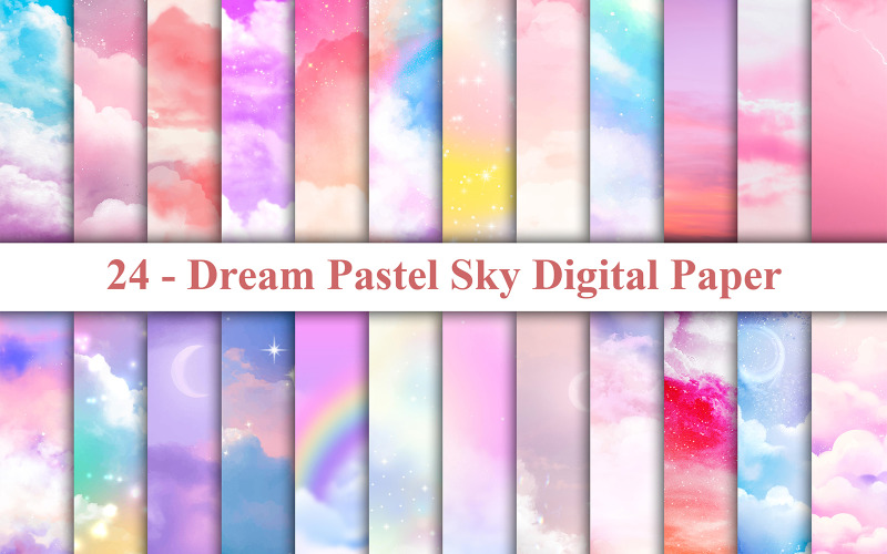Dream Pastel Sky Digital Paper, Pastel Sky Achtergrond