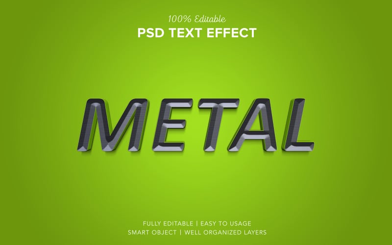 Metal Green 3d Text Effect Free Psd