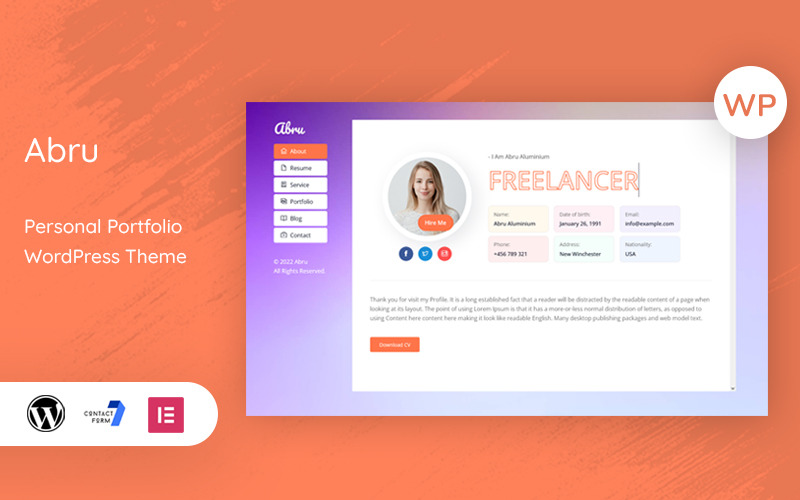 Abru - Tema WordPress personale e di portfolio