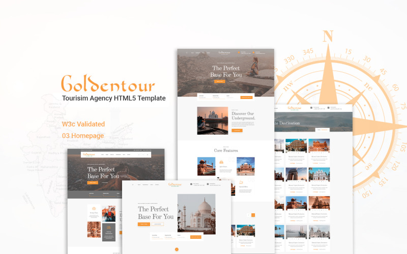 Goldentour旅行社和导游HTML5模板