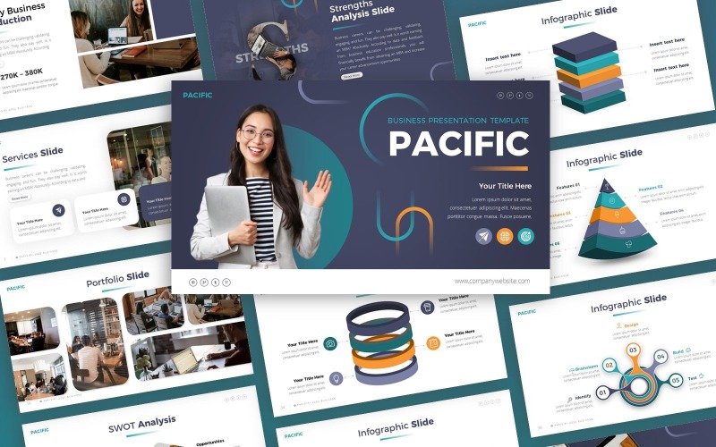 Pacifik - Obchodní víceúčelová PowerPoint šablona