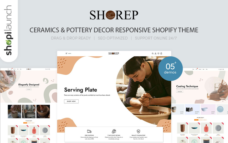 Shorep – érzékeny Shopify-téma, kerámia és fazekas dekoráció