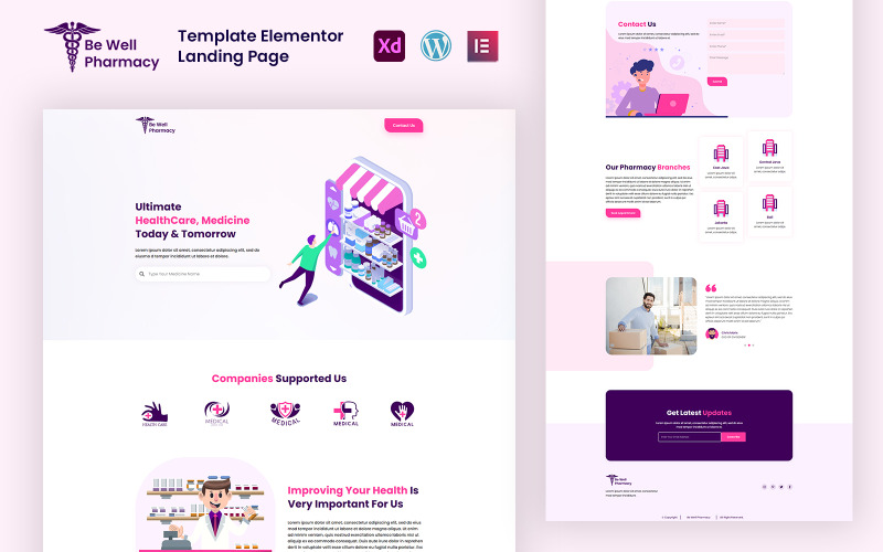 Be Well Pharmacy - Fournisseur de médicaments et de médicaments Modèle d'élément prêt à l'emploi