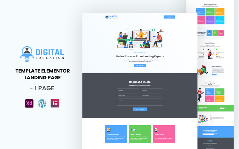 Edukacja cyfrowa - Edukacja online Gotowy do użycia szablon Elementor