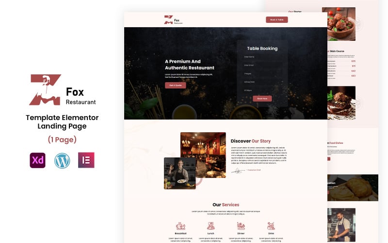 Ресторан ZFox – готовий до використання шаблон Elementor Food Business